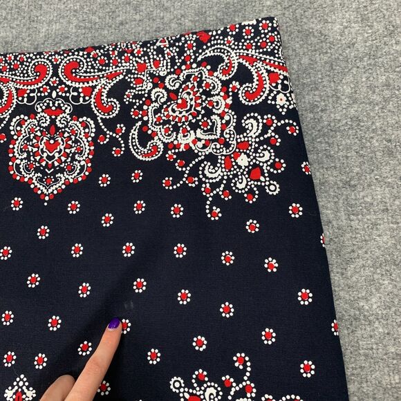 Talbots Bandana Print Mini Skirt Womens 10 Navy Red Back Zip Lined Stretch - Picture 4 of 11